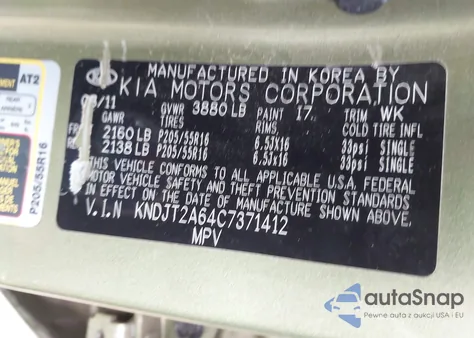 2012 Kia Soul + из США, поврежденный, VIN KNDJT2A64C7371412